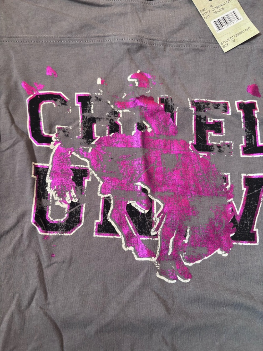 Cruel Girl Gray Short Sleeve Tee with Purple Splash Graphic - Picture 3 of 6
